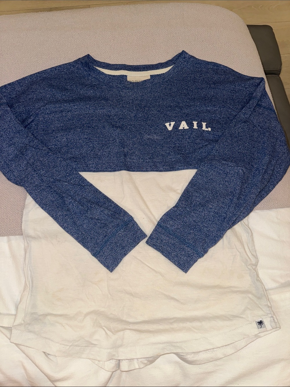 Two-Tone Blue and White Long Sleeve Tee